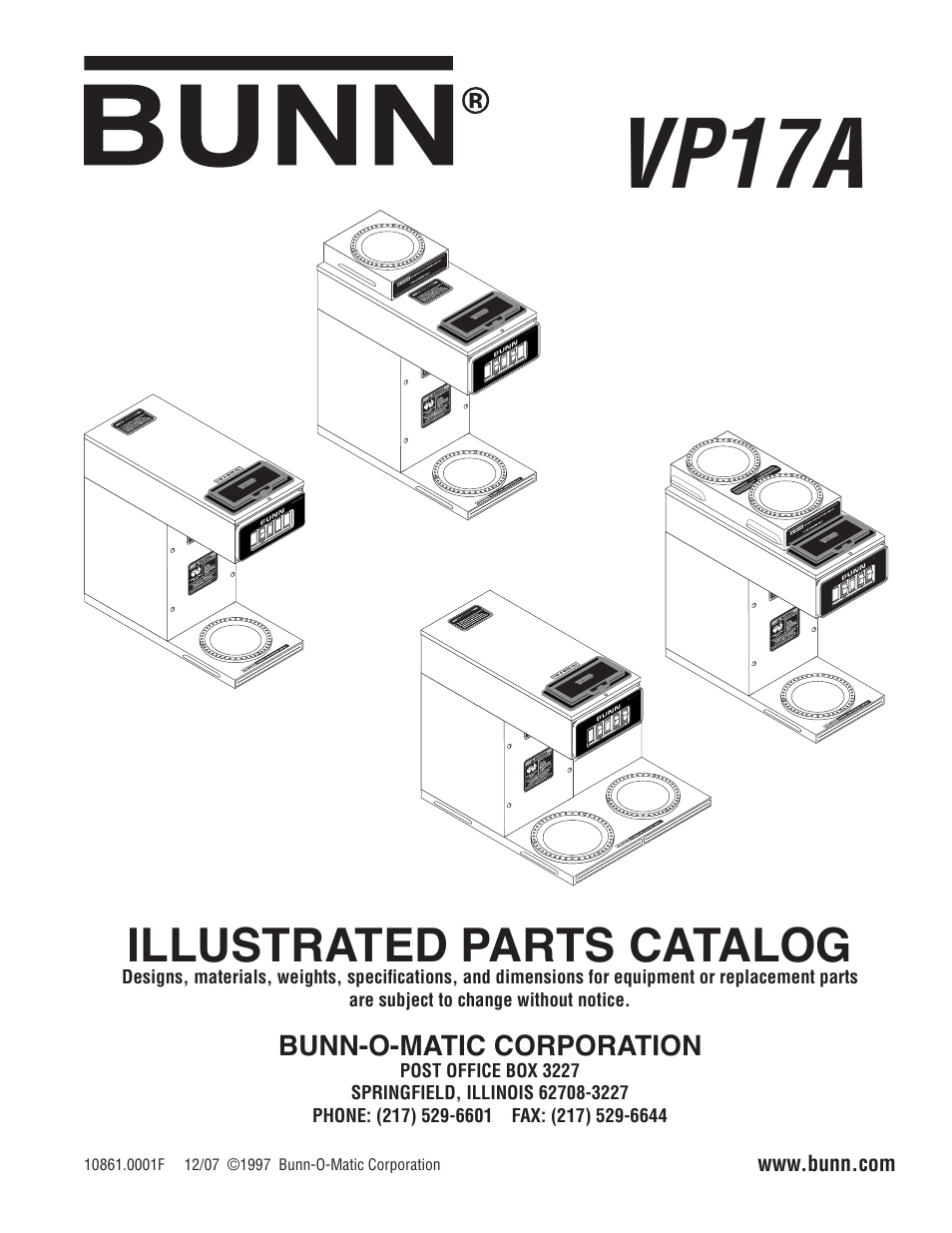 Bunn VP17A User Manual | 24 pages