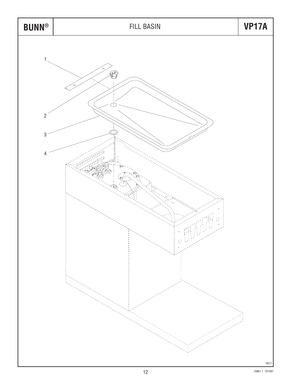 Bunn, Vp17a, Fill basin | Bunn VP17A User Manual | Page 12 / 24