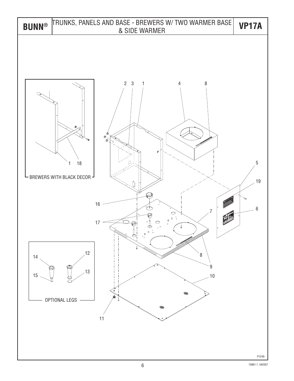 Bunn, Vp17a | Bunn VP17A User Manual | Page 6 / 24