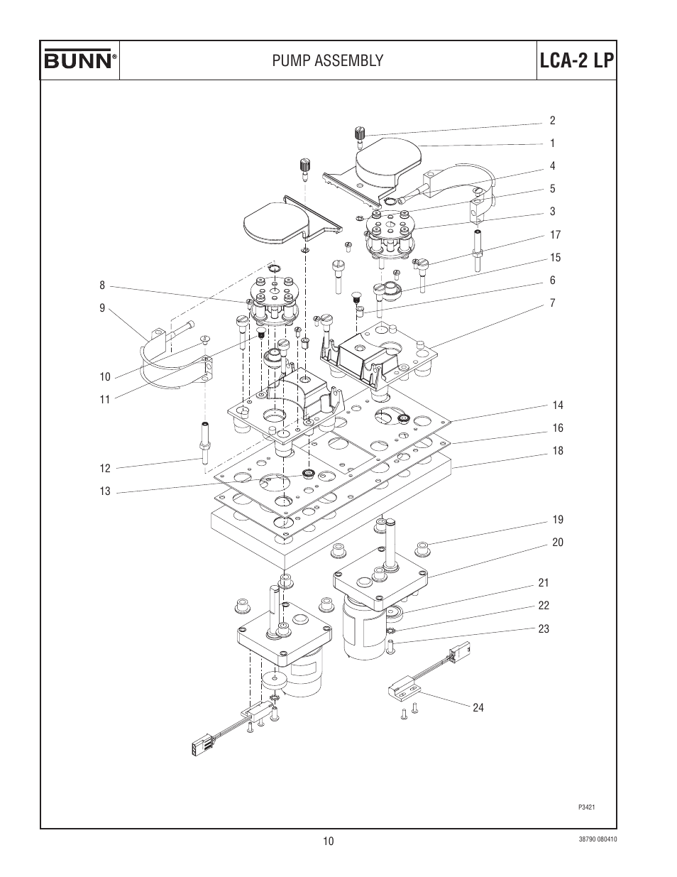 Lca-2 lp, Pump assembly | Bunn LCA-2 User Manual | Page 10 / 22