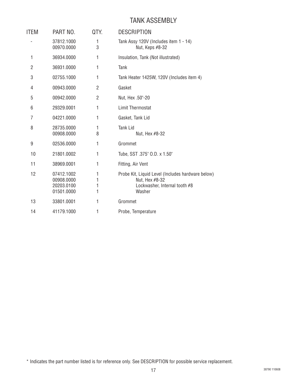 Tank assembly | Bunn LCA-2 User Manual | Page 17 / 22
