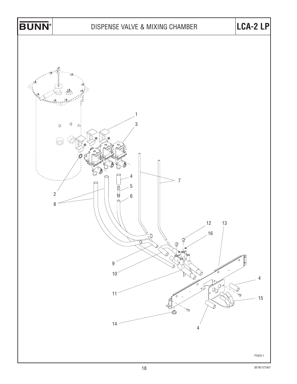 Lca-2 lp, Dispense valve & mixing chamber | Bunn LCA-2 User Manual | Page 18 / 22