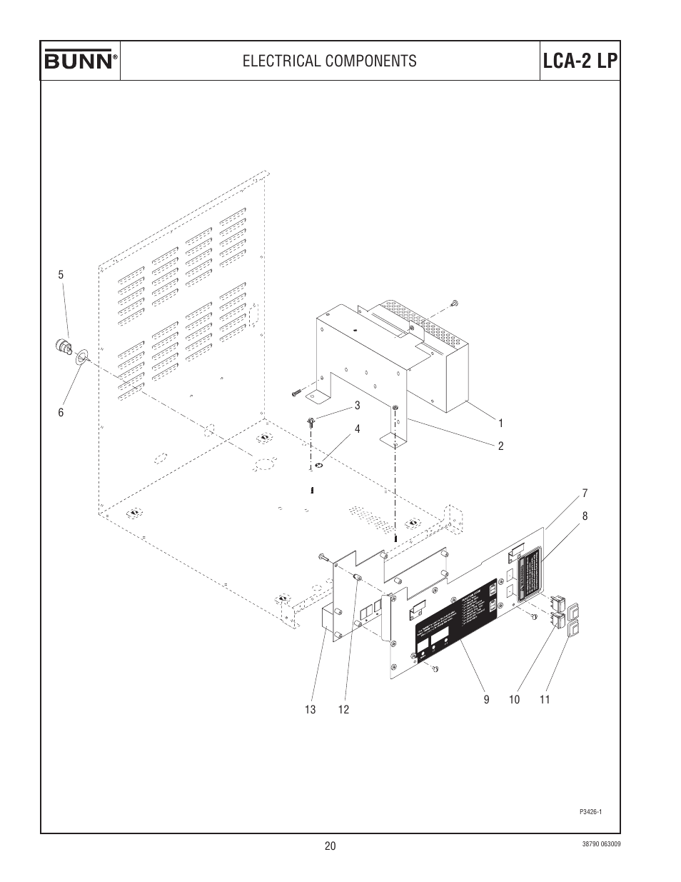 Lca-2 lp, Electrical components | Bunn LCA-2 User Manual | Page 20 / 22