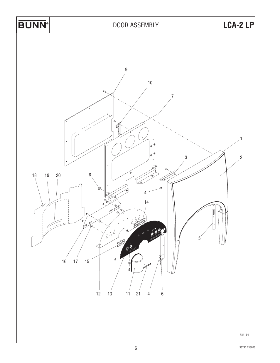 Lca-2 lp, Door assembly | Bunn LCA-2 User Manual | Page 6 / 22