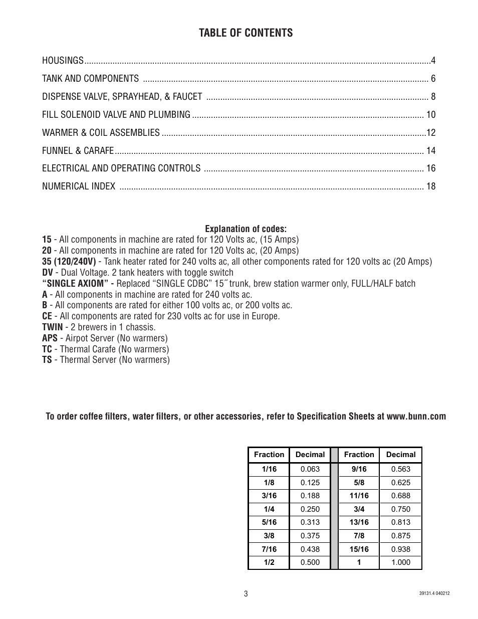 Bunn AXIOM BREWWISE 39131.0004B User Manual | Page 3 / 19