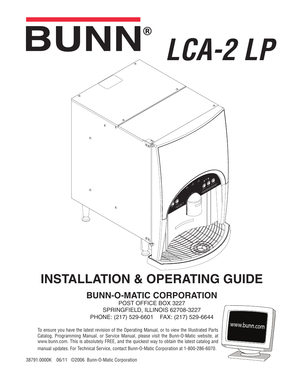 Bunn LCA-2 LP 38791.0000K User Manual | 26 pages