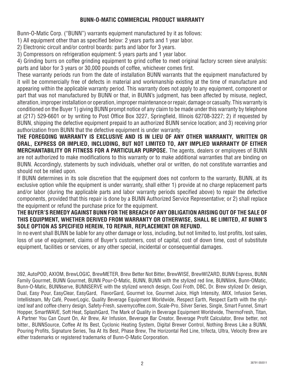 Bunn LCA-2 LP 38791.0000K User Manual | Page 2 / 26