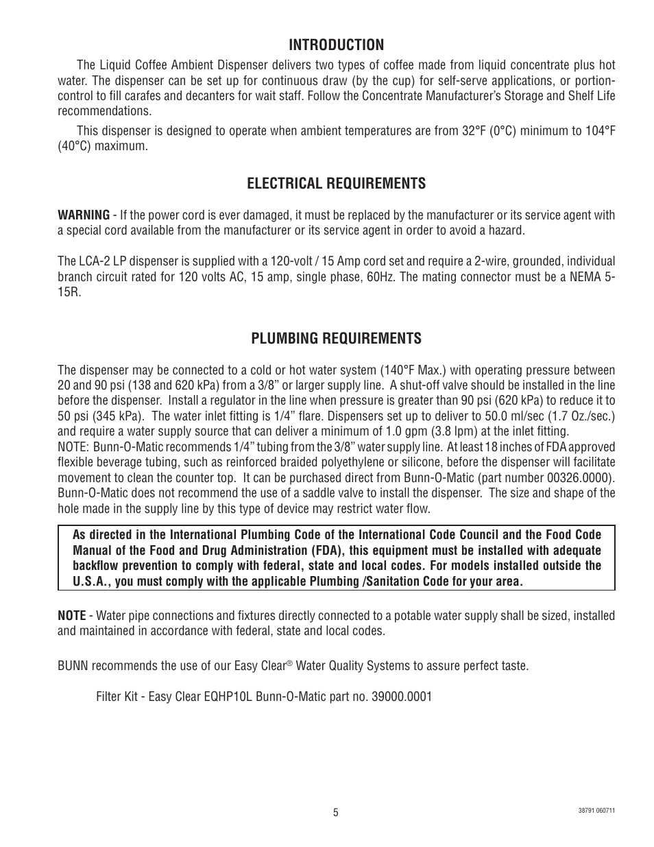 Bunn LCA-2 LP 38791.0000K User Manual | Page 5 / 26