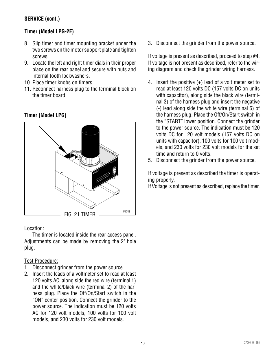 Bunn LPG-2E User Manual | Page 17 / 22