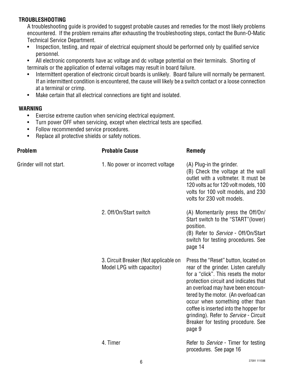 Bunn LPG-2E User Manual | Page 6 / 22