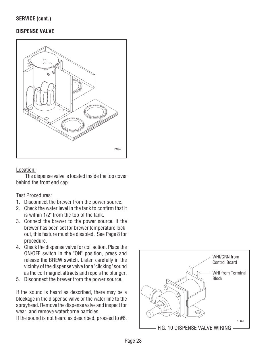 Fig. 10 dispense valve wiring | Bunn CDBCF CDBCP User Manual | Page 28 / 36