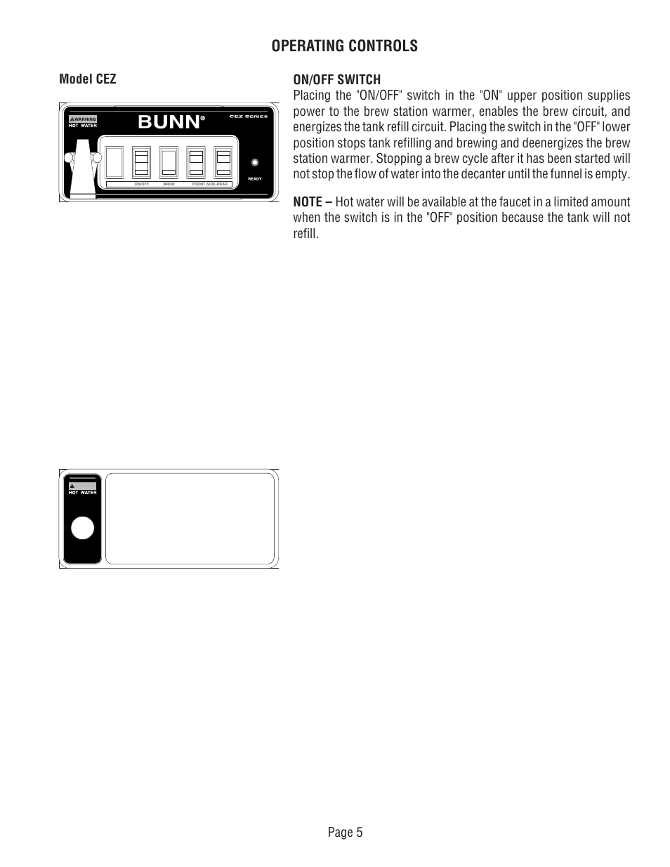 Operating controls, Page 5 | Bunn CDBCF CDBCP User Manual | Page 5 / 36