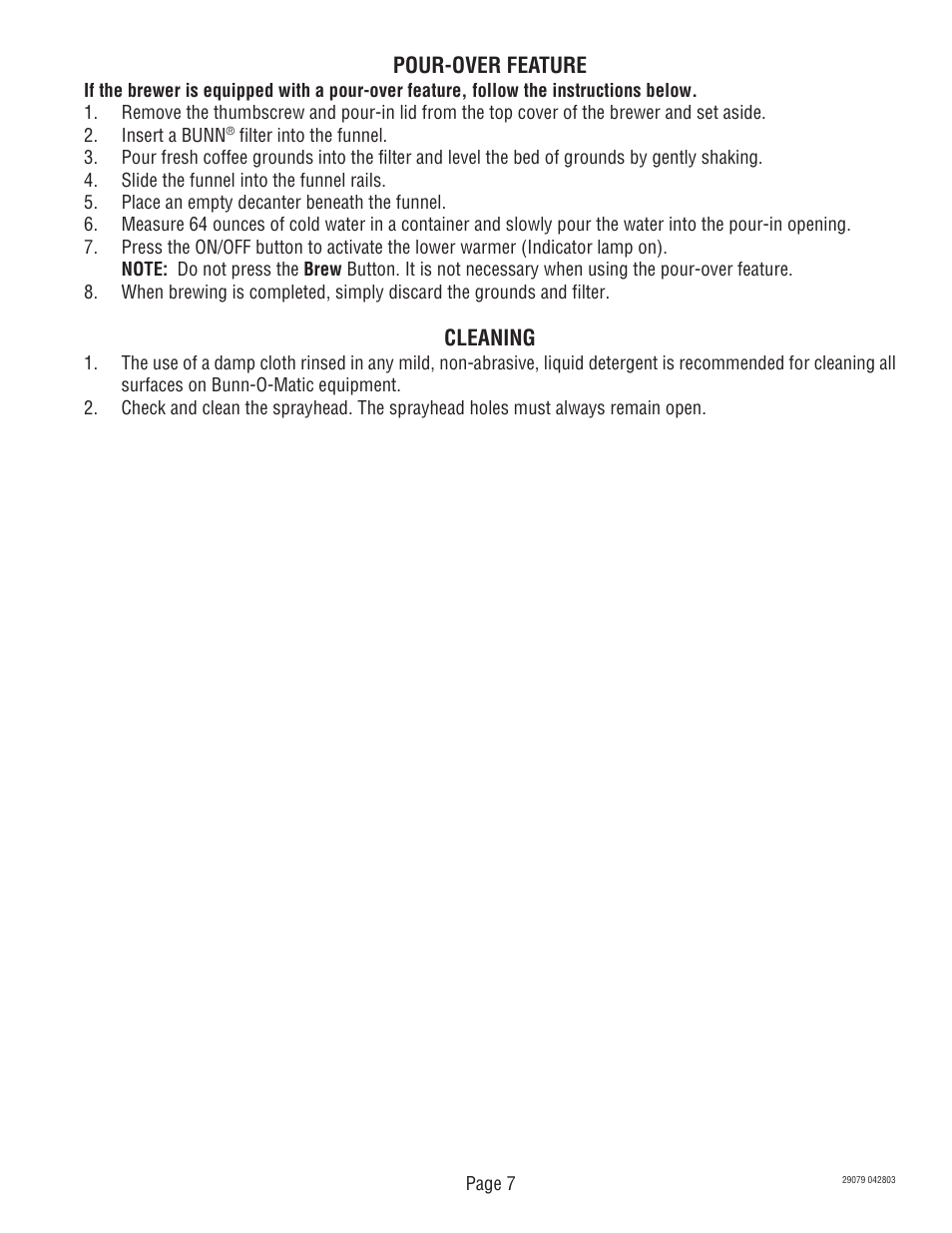 Bunn CDBCF CDBCP User Manual | Page 7 / 36
