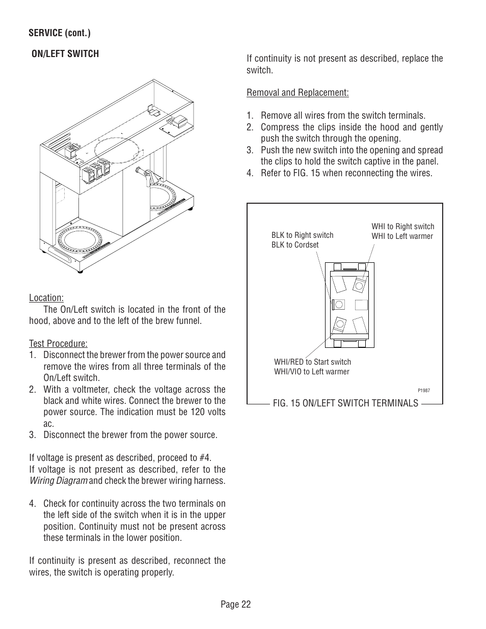 Bunn VLPF User Manual | Page 22 / 28