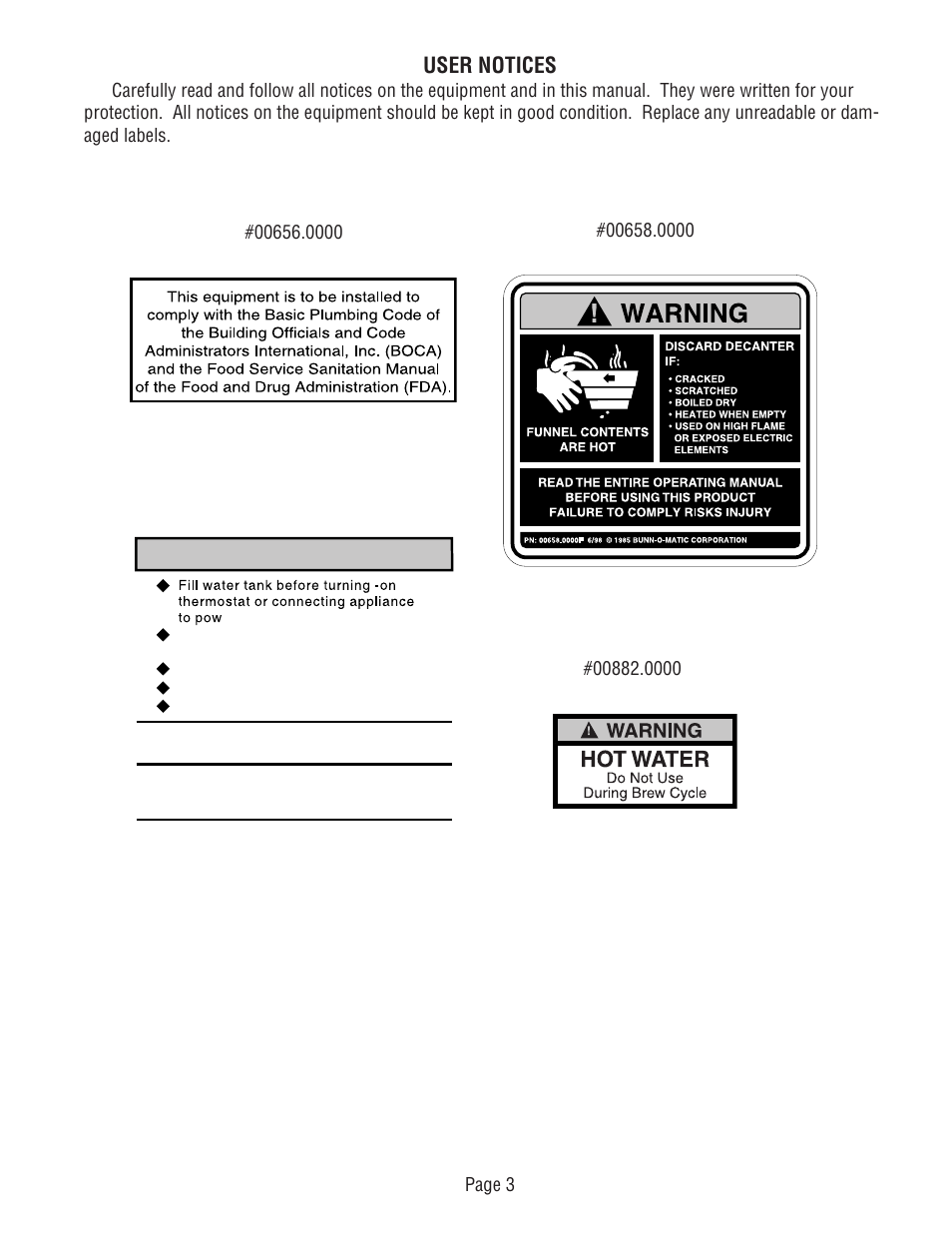 Bunn VLPF User Manual | Page 3 / 28