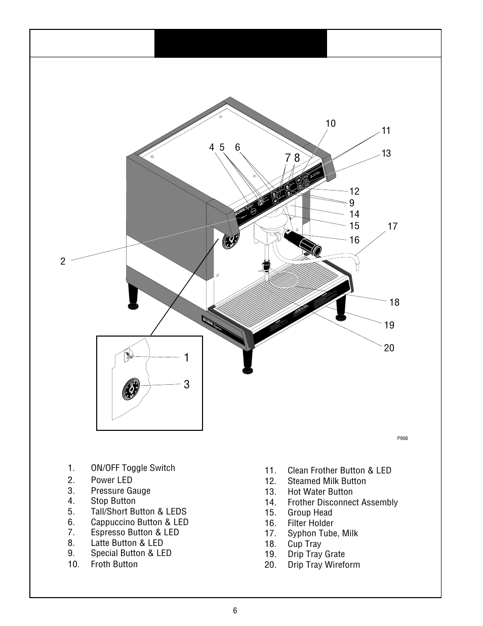 Bunn espress® model es•1af, Operating controls | Bunn ESPRESS ES.1AF User Manual | Page 6 / 12