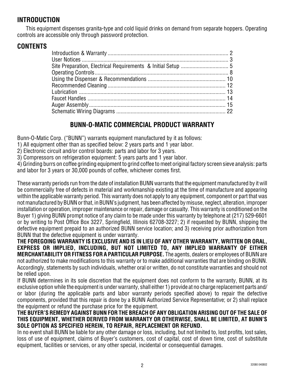 Bunn ULTRA-2 User Manual | Page 2 / 23