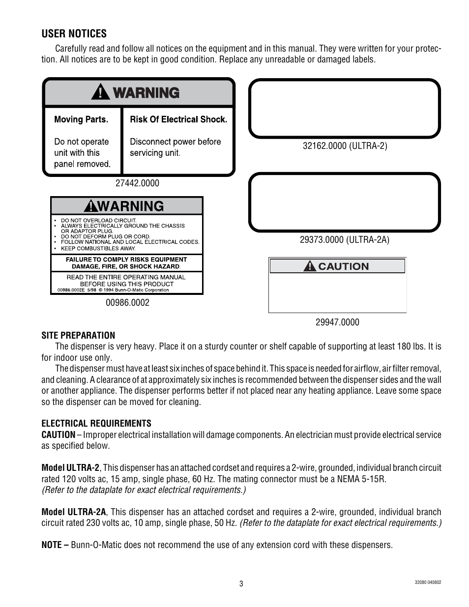 Bunn ULTRA-2 User Manual | Page 3 / 23