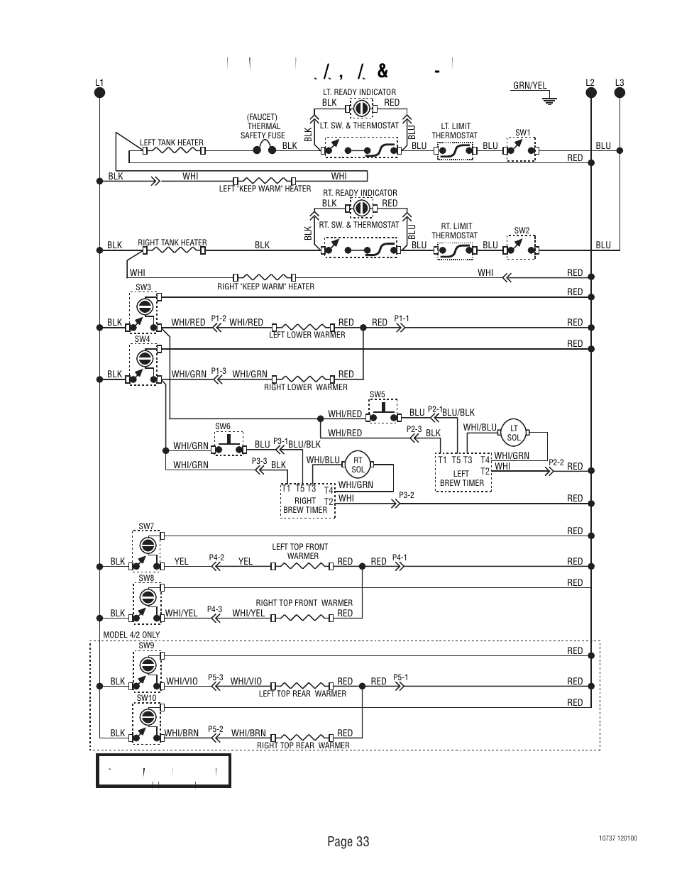 Page 33, 230 volts ac 3 wire three phase | Bunn CWT TWIN User Manual | Page 33 / 35