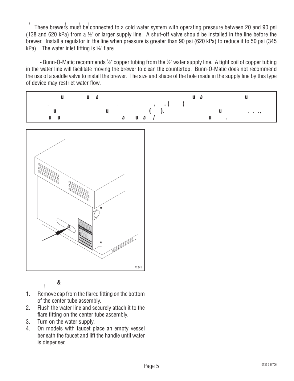 Plumbing requirements, Page 5 models cwt & cwtf, Copper tubing from the | Bunn CWT TWIN User Manual | Page 5 / 35