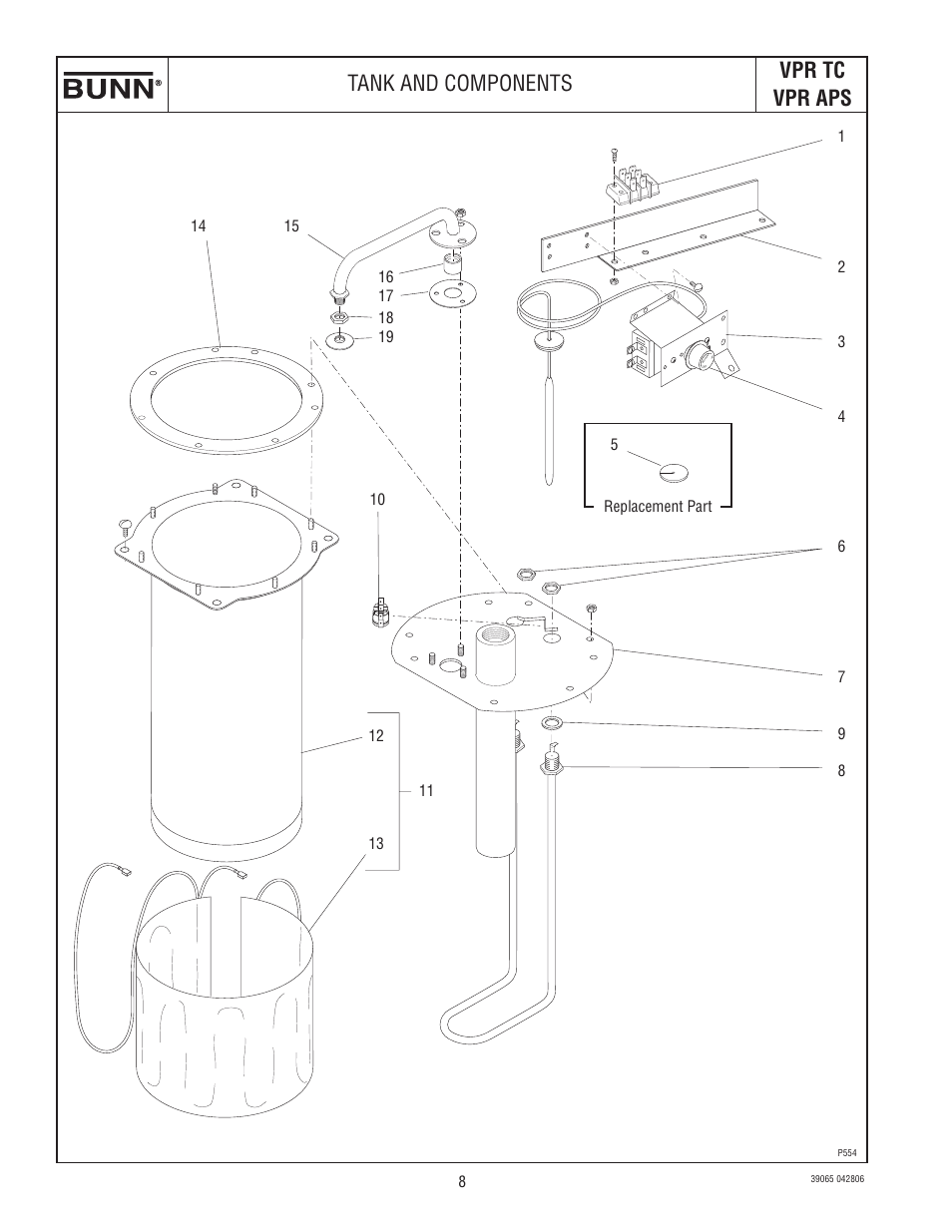 Vpr tc vpr aps, Tank and components | Bunn VPR TC User Manual | Page 8 / 12