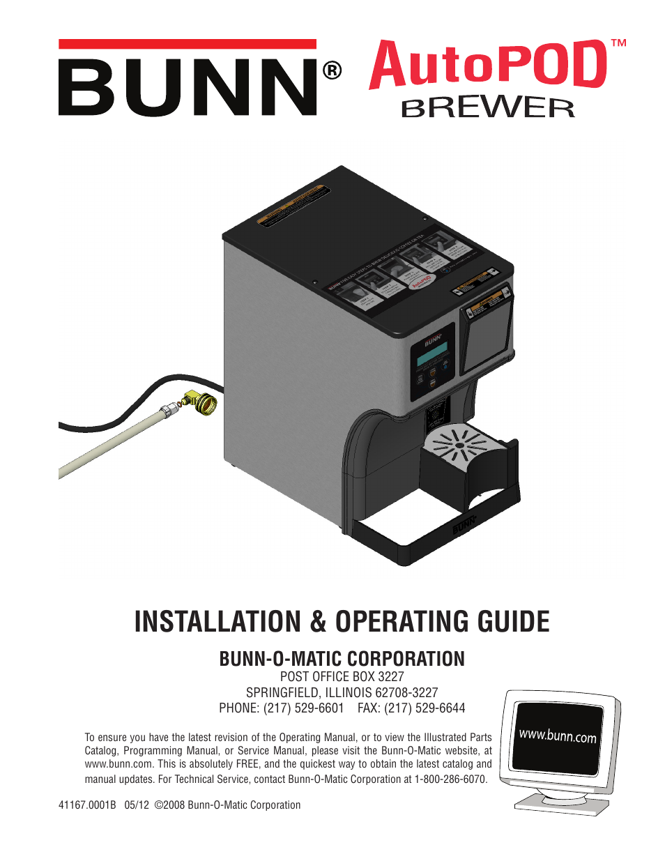 Bunn AutoPOD Brewer 41167.0001B User Manual | 13 pages