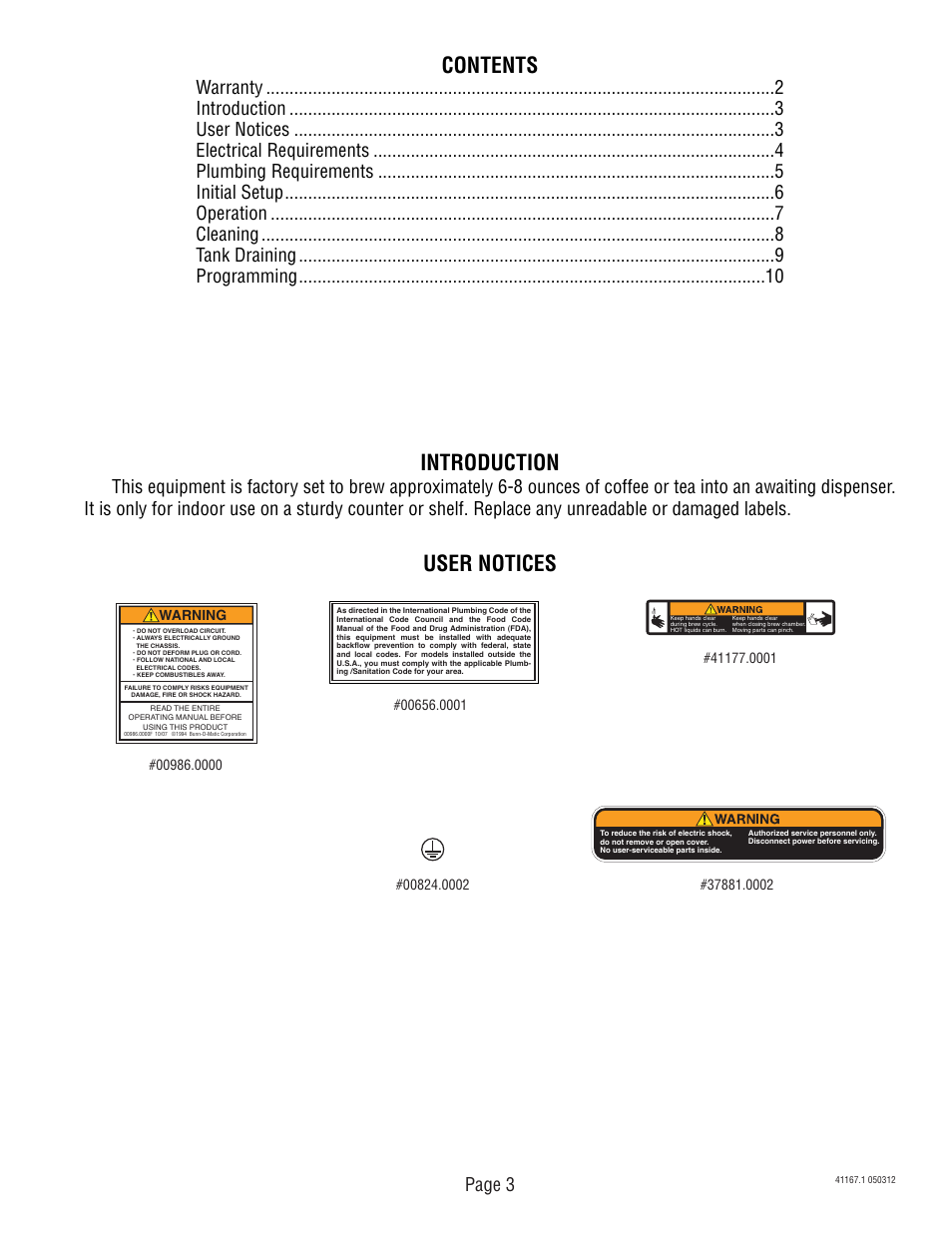 Bunn AutoPOD Brewer 41167.0001B User Manual | Page 3 / 13