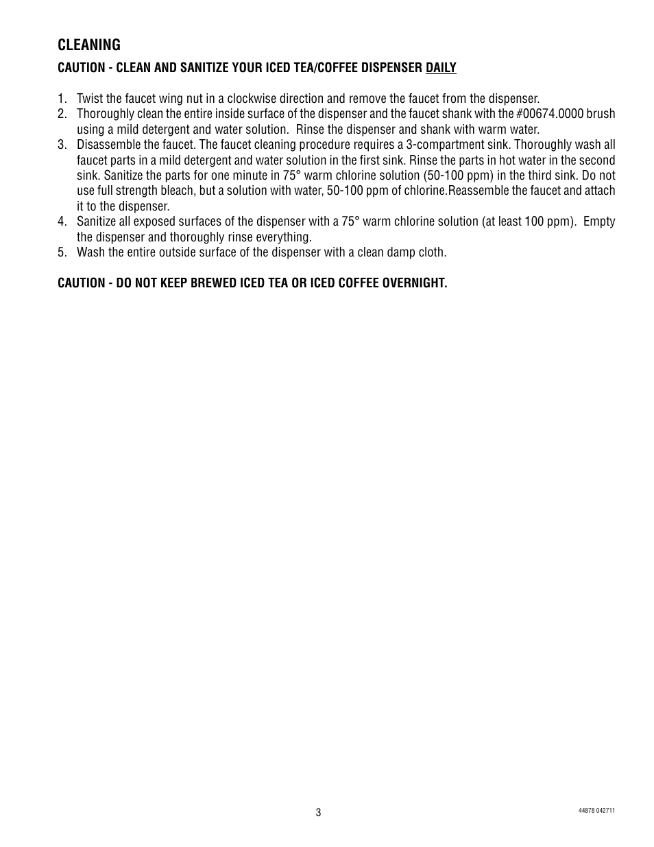 Cleaning | Bunn TD4T User Manual | Page 3 / 7