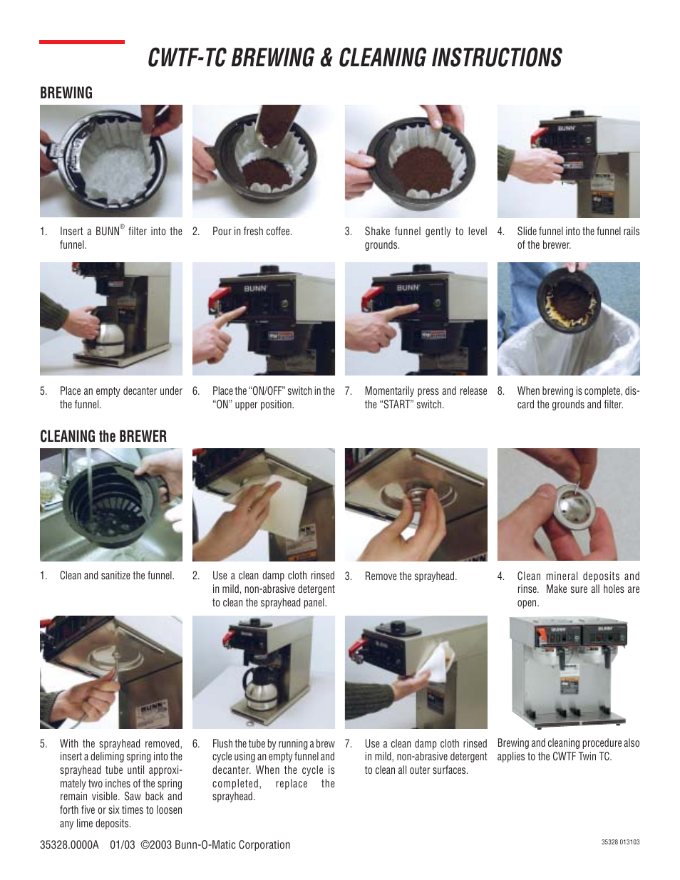 Bunn CWTF-TC User Manual | 1 page