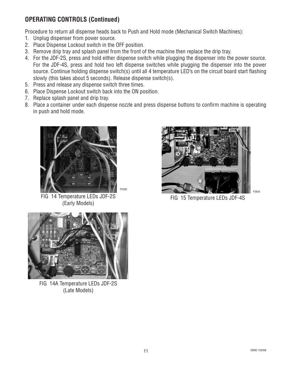 Operating controls (continued) | Bunn SILVER SERIES JDF-4S User Manual | Page 11 / 28
