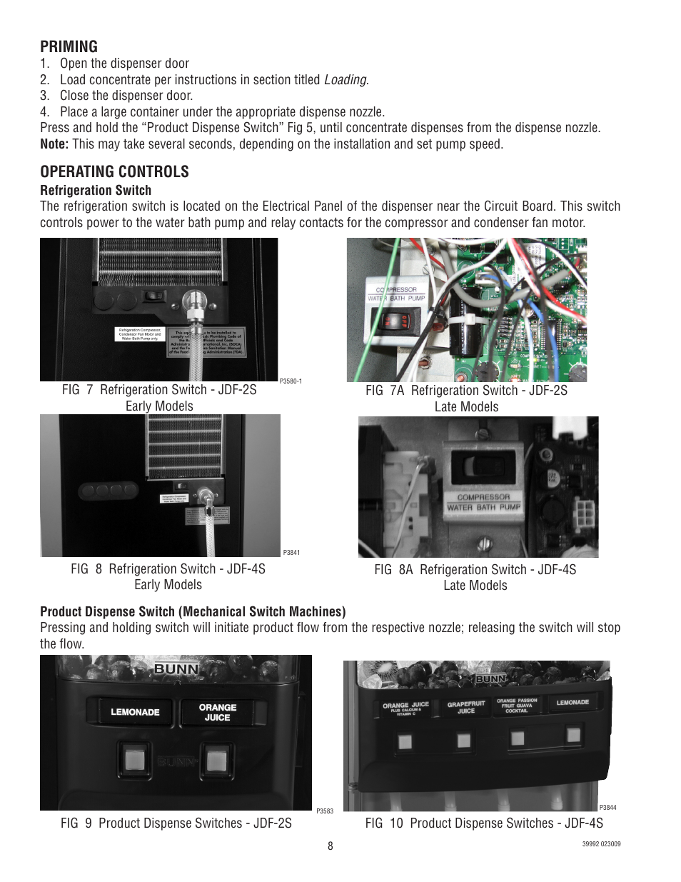 Priming, Operating controls | Bunn SILVER SERIES JDF-4S User Manual | Page 8 / 28