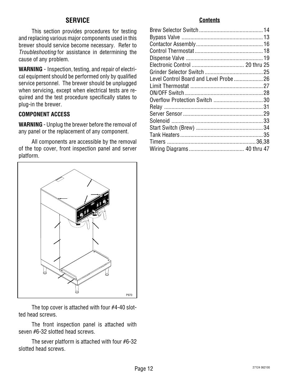 Service, Troubleshooting, Page 12 | Bunn Dual TF User Manual | Page 12 / 47