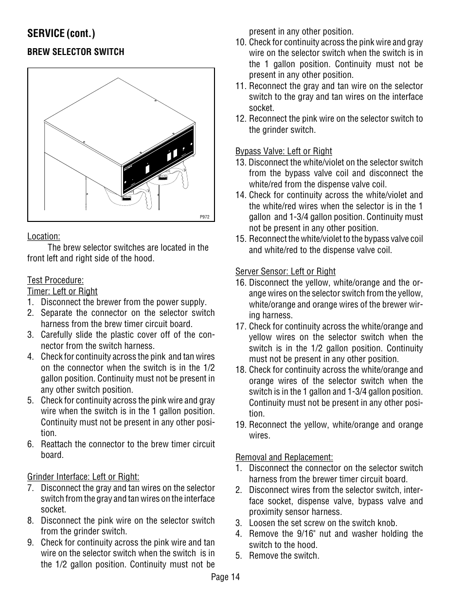 Service (cont.), Page 14 | Bunn Dual TF User Manual | Page 14 / 47