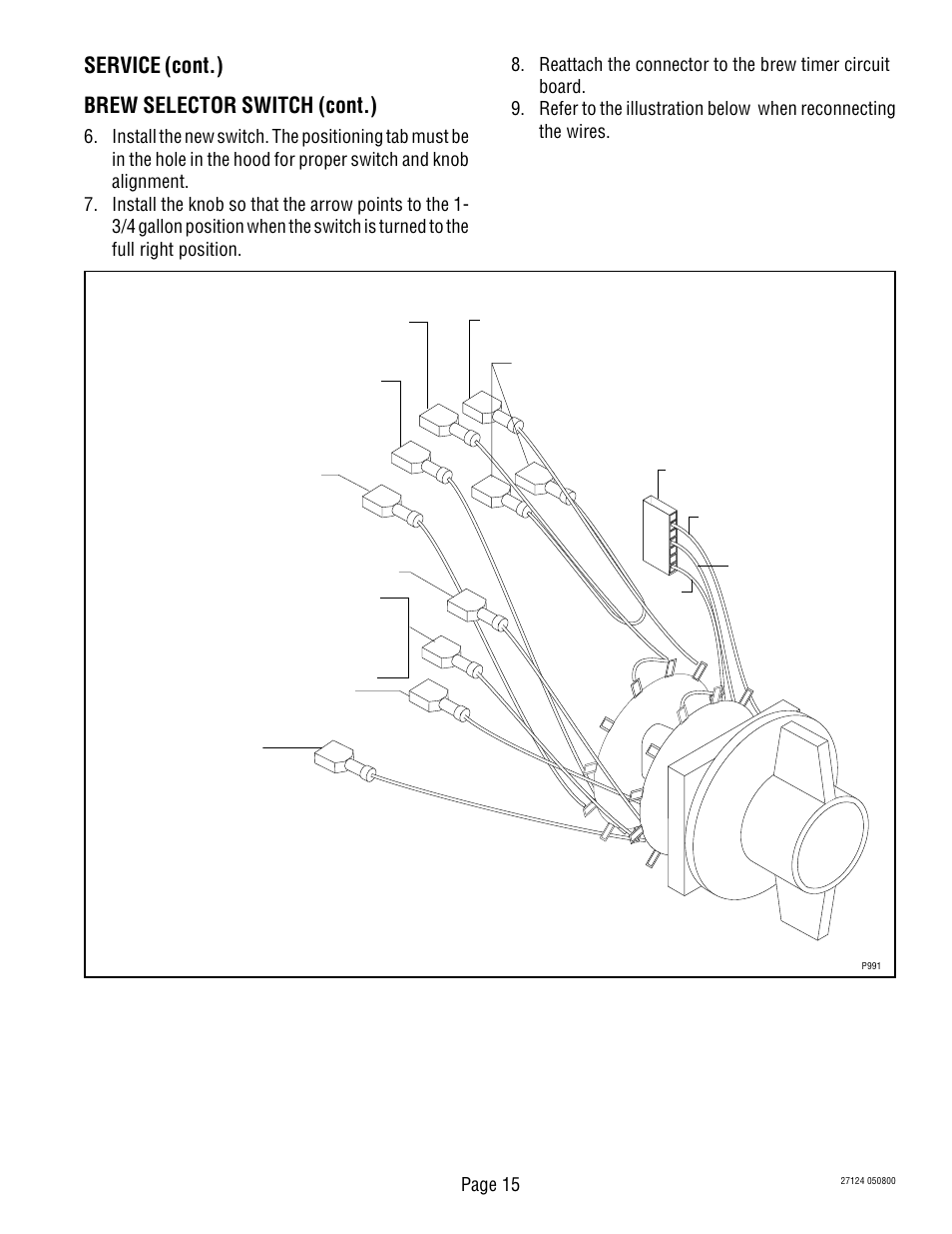 Service (cont.) brew selector switch (cont.) | Bunn Dual TF User Manual | Page 15 / 47