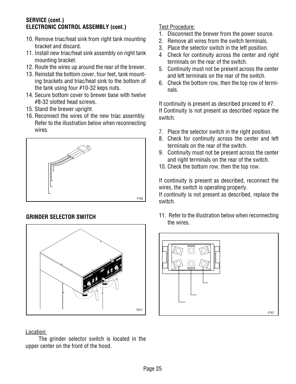 Grinder selector switch | Bunn Dual TF User Manual | Page 25 / 47