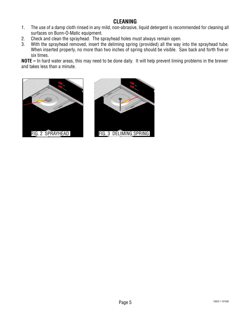 Cleaning | Bunn VPR VPS User Manual | Page 5 / 5