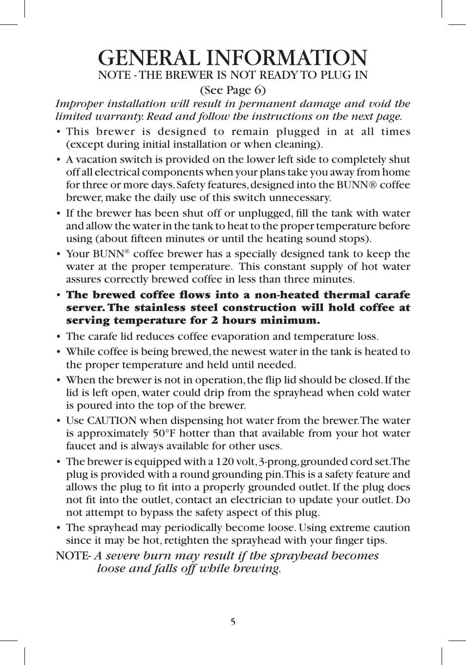 General information | Bunn BTC User Manual | Page 5 / 12