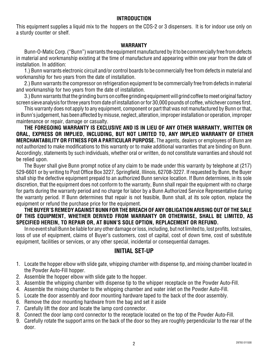 Bunn POWDER AUTO FILL User Manual | Page 2 / 34