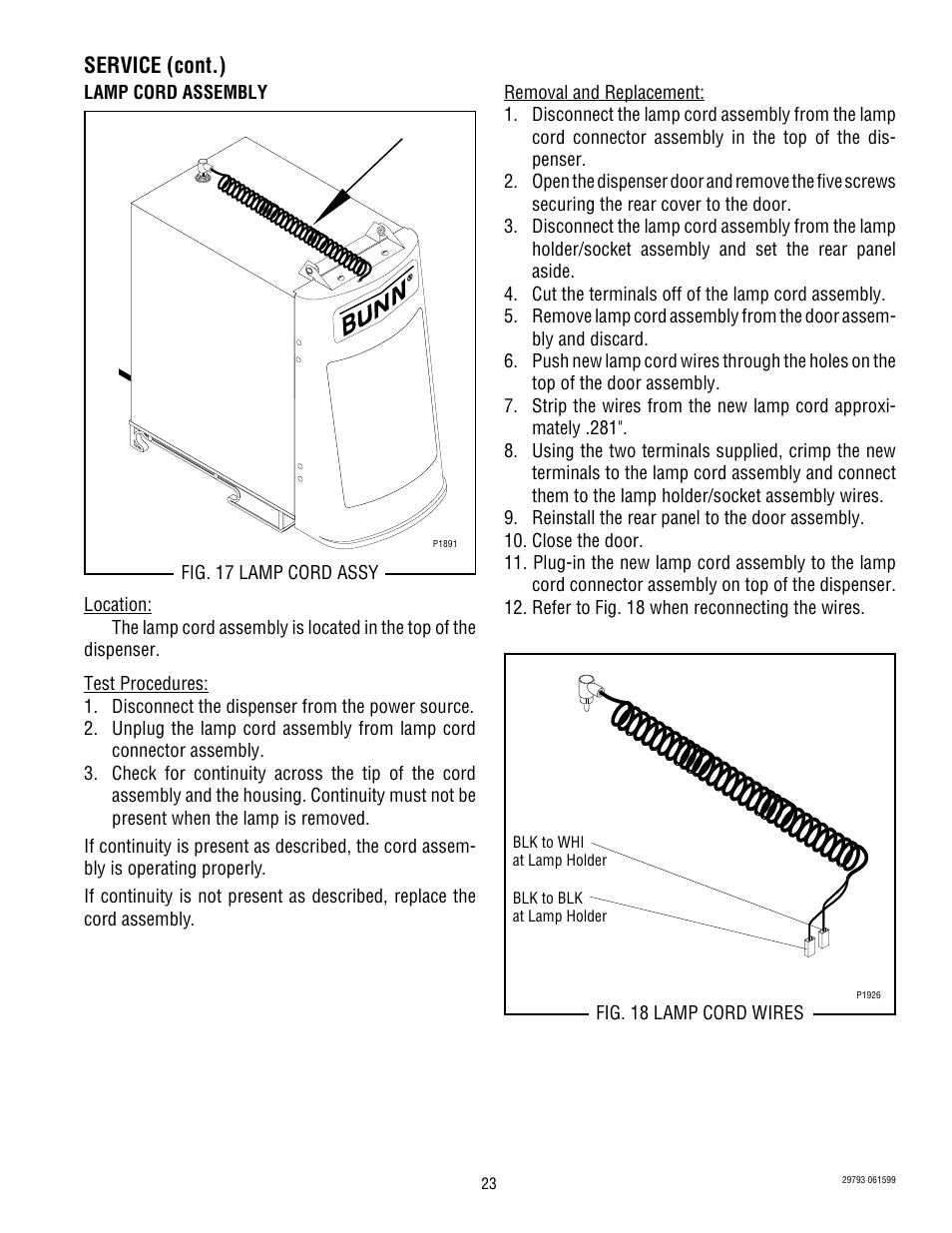 Service (cont.) | Bunn POWDER AUTO FILL User Manual | Page 23 / 34