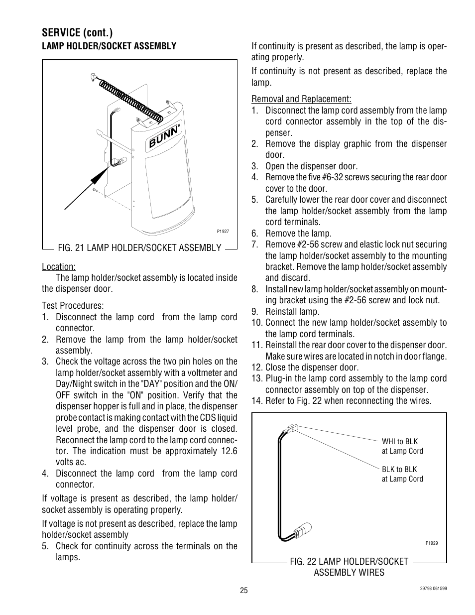 Service (cont.) | Bunn POWDER AUTO FILL User Manual | Page 25 / 34
