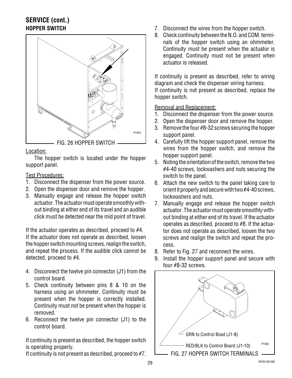 Service (cont.) | Bunn POWDER AUTO FILL User Manual | Page 29 / 34