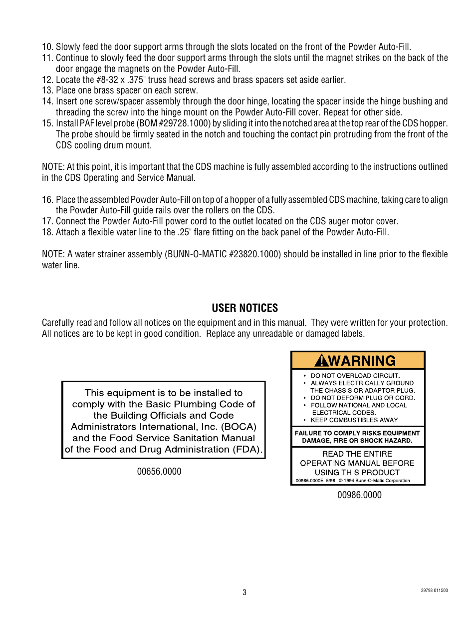 User notices | Bunn POWDER AUTO FILL User Manual | Page 3 / 34
