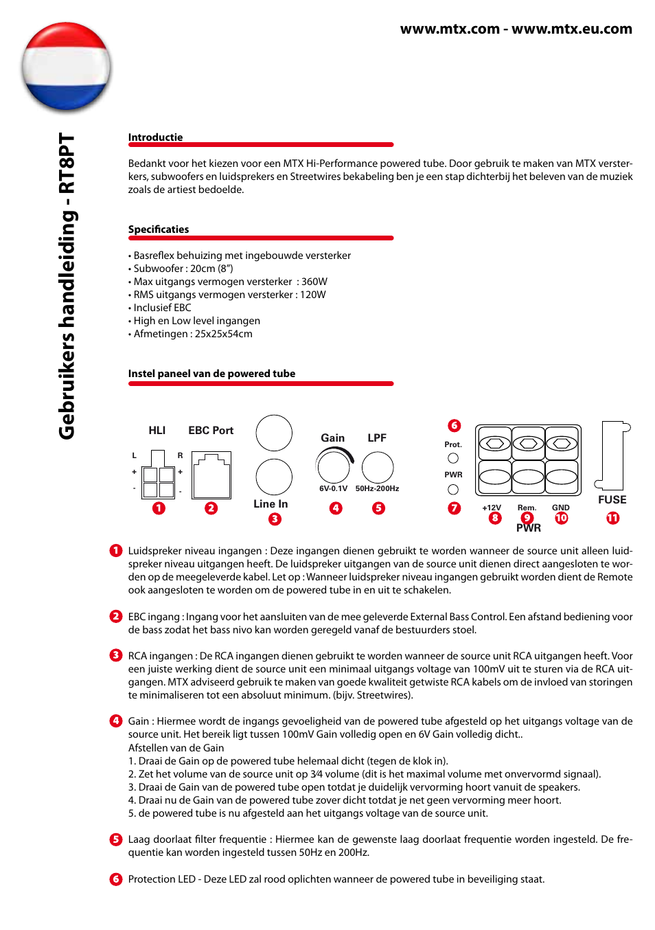 Gebr uik ers handleiding - rt8pt | MTX Audio RoadThunder RT8PT 8 120W RMS Amplified Vented Enclosure User Manual | Page 10 / 24