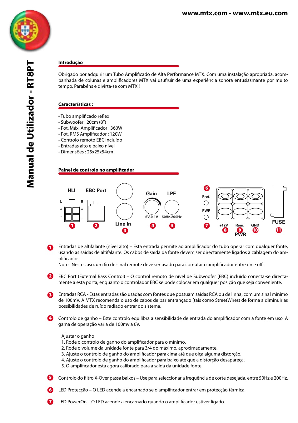 Manual de utilizador - rt8pt | MTX Audio RoadThunder RT8PT 8 120W RMS Amplified Vented Enclosure User Manual | Page 12 / 24