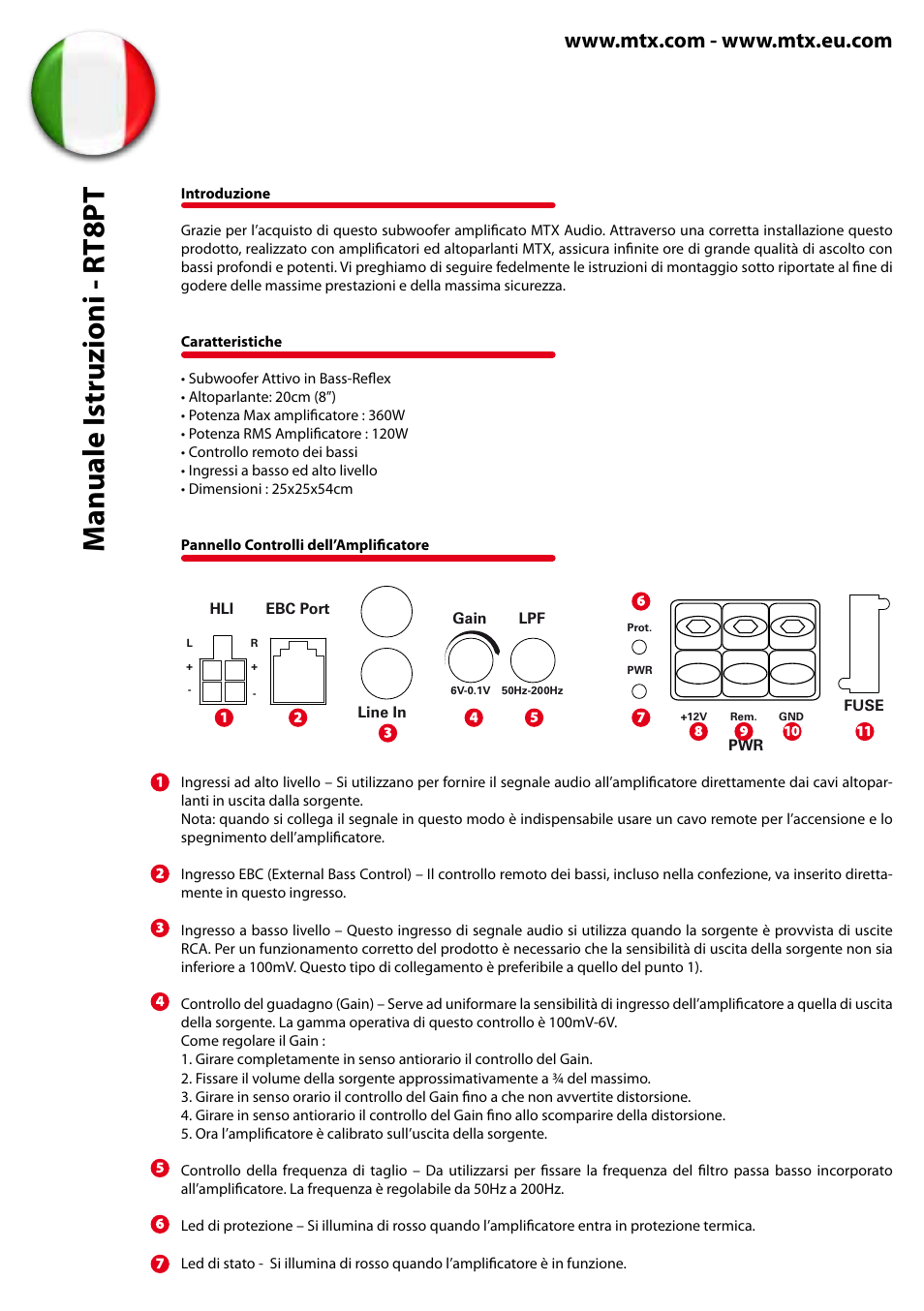 Manuale istr uzioni - rt8pt | MTX Audio RoadThunder RT8PT 8 120W RMS Amplified Vented Enclosure User Manual | Page 14 / 24