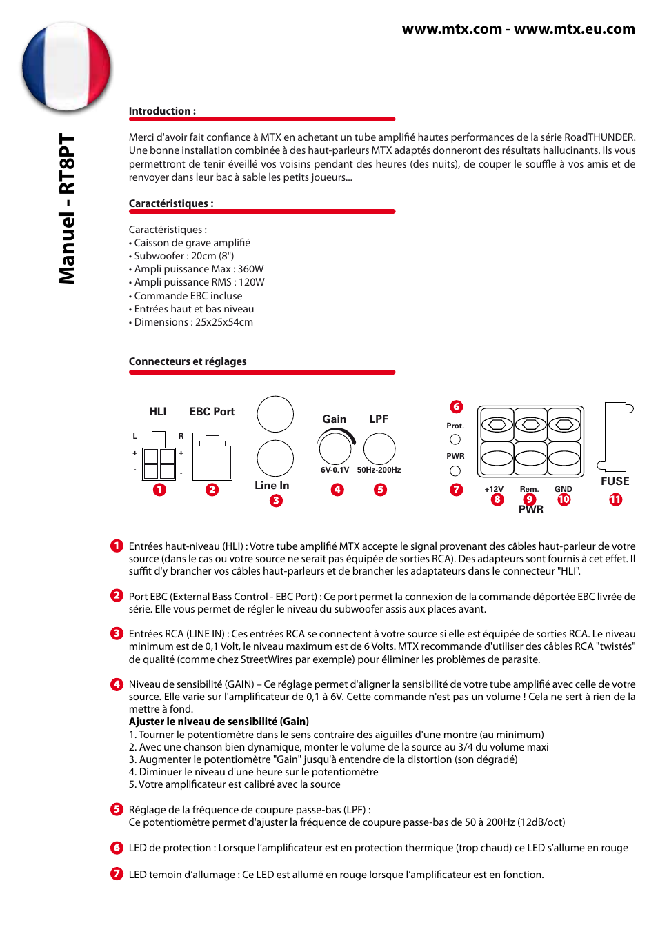 Manuel - rt8pt | MTX Audio RoadThunder RT8PT 8 120W RMS Amplified Vented Enclosure User Manual | Page 4 / 24