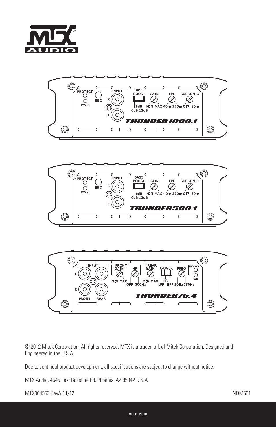 MTX Audio THUNDER Series THUNDER1000-1 1000W RMS Mono Block Class D Amplifier User Manual | Page 32 / 32