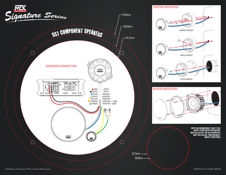 MTX Audio Signature Series SS7 6-5 150W RMS 2-Way Component Speaker Pair User Manual | 1 page