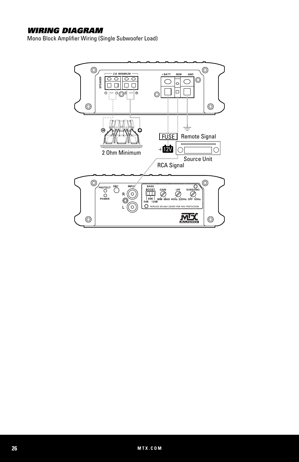 Wiring diagram | MTX Audio WET75-2 200W RMS 2-Channel Class A-B Marine Amplifier User Manual | Page 26 / 32