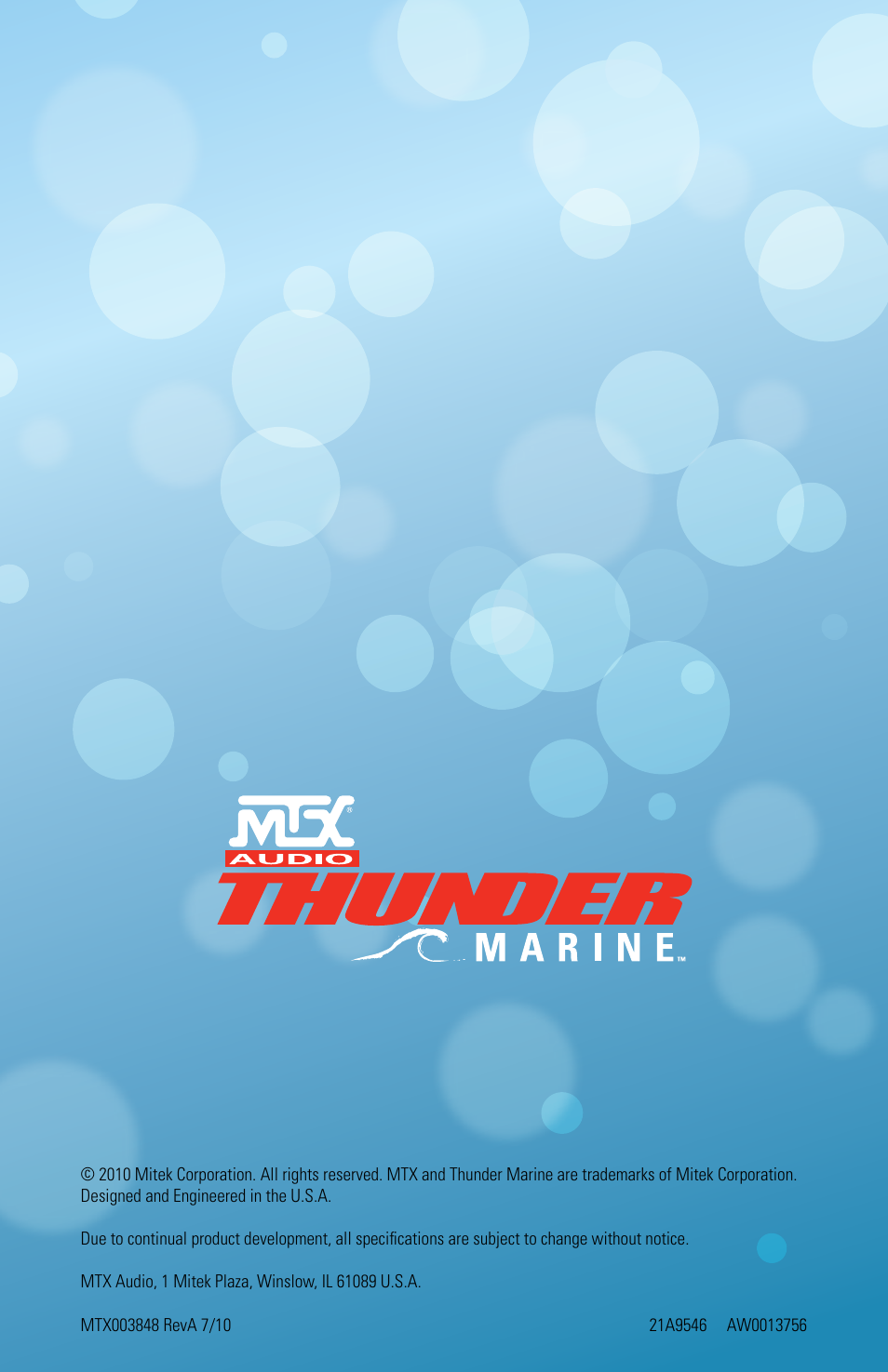 MTX Audio Thunder Marine TM652WB 6-5 2-Way 75W RMS Wakeboard Tower Coaxial Speaker Pair-White User Manual | Page 8 / 8